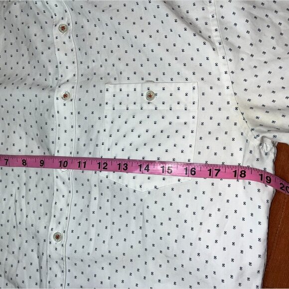 Ted Baker White Print Short Sleeve Casual Button-Down Shirt Men’s Size 3 / Small - Picture 7 of 9
